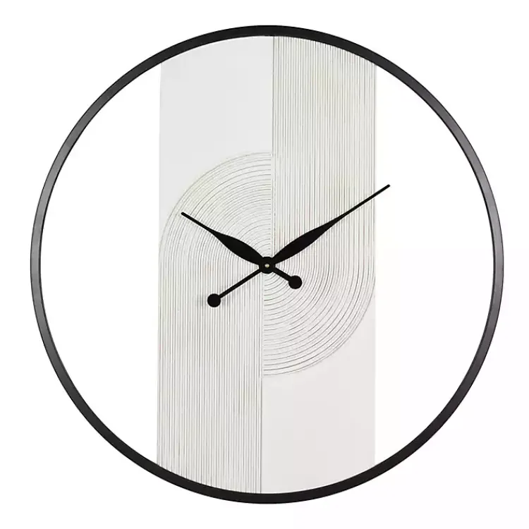 Clocks-Kirklands Home White and Black Carved Open Wall Clock