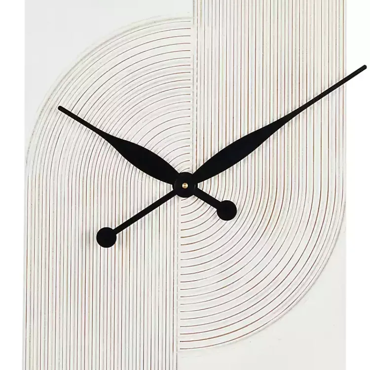 Clocks-Kirklands Home White and Black Carved Open Wall Clock