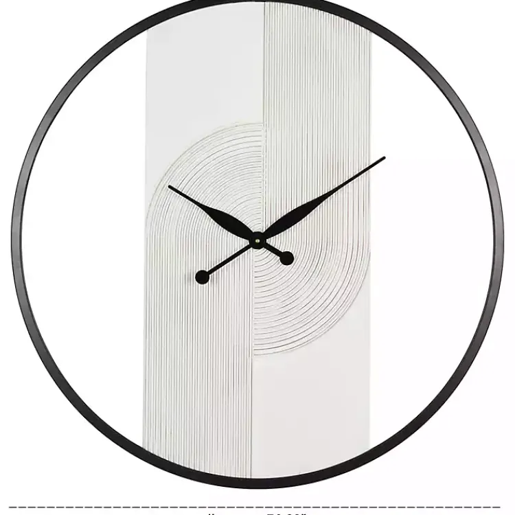 Clocks-Kirklands Home White and Black Carved Open Wall Clock
