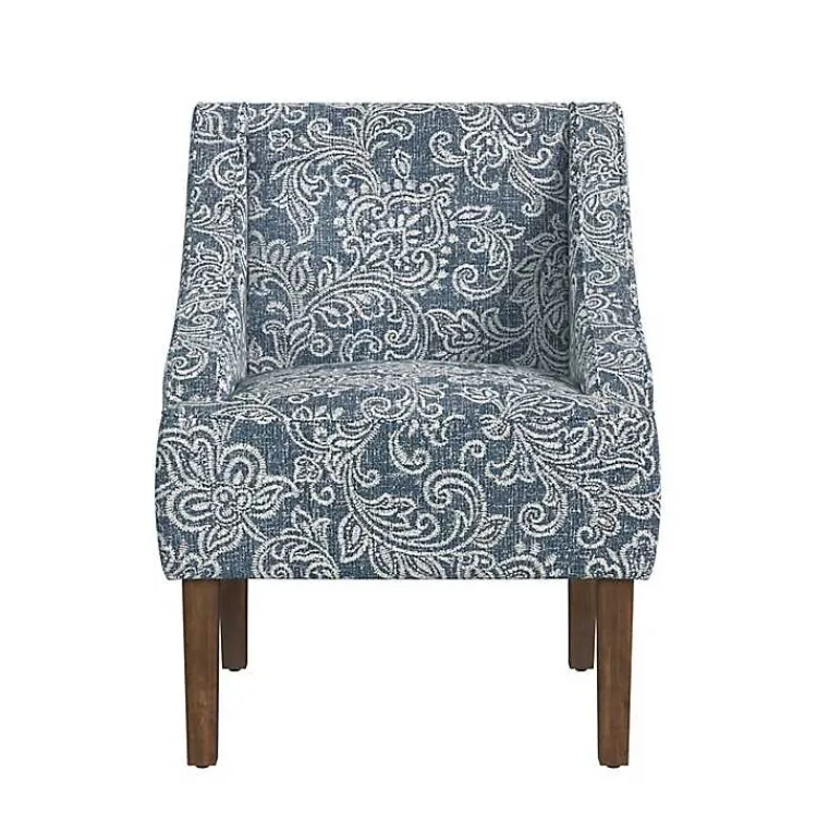 Accent Chairs-Kirklands Home & White Swoop Accent Chair Blue