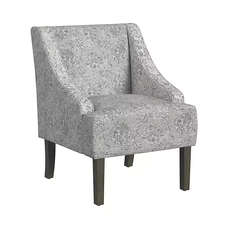 Accent Chairs-Kirklands Home Floral Swoop Accent Chair Gray