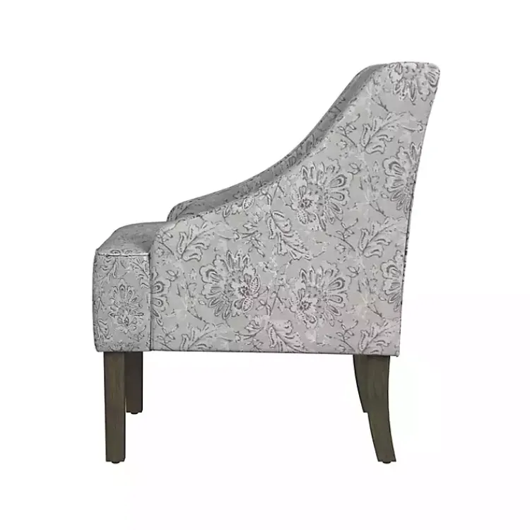 Accent Chairs-Kirklands Home Floral Swoop Accent Chair Gray