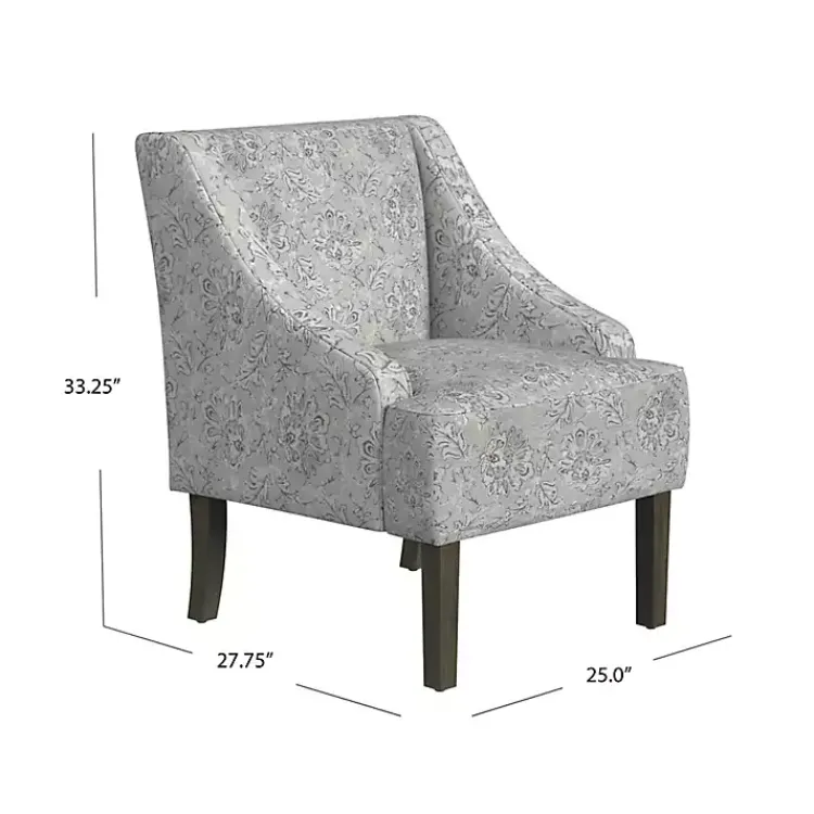 Accent Chairs-Kirklands Home Floral Swoop Accent Chair Gray