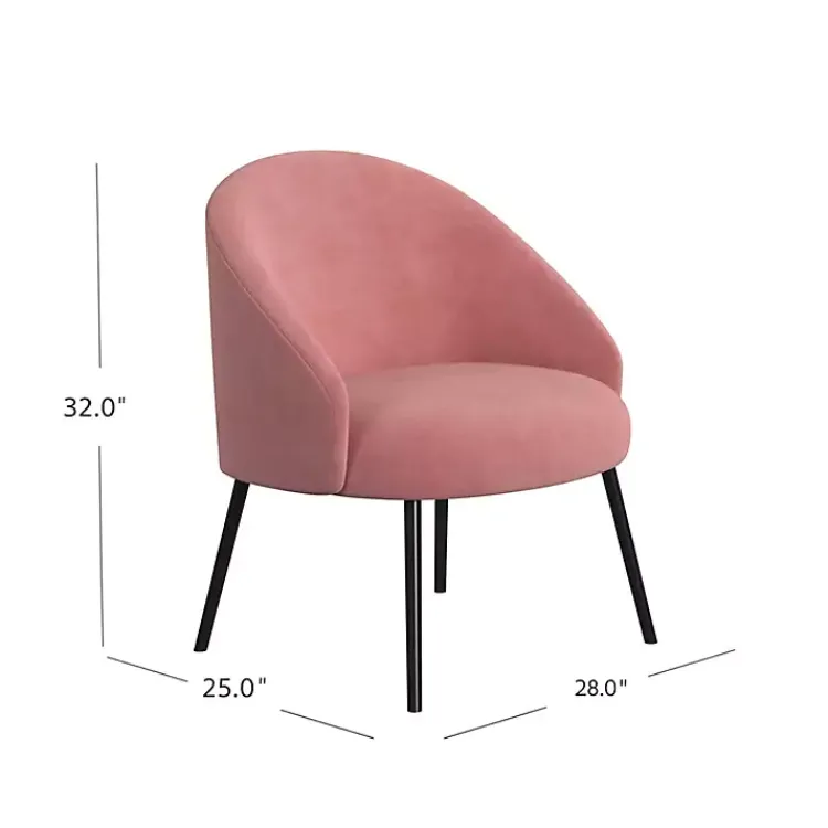 Accent Chairs-Kirklands Home Blush Velvet Modern Accent Chair Pink