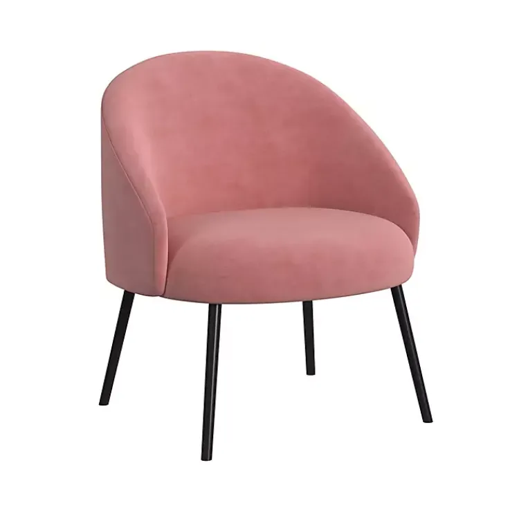 Accent Chairs-Kirklands Home Blush Velvet Modern Accent Chair Pink