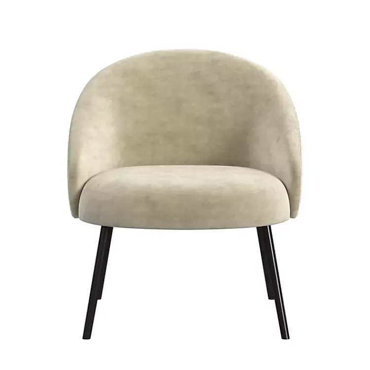 Accent Chairs-Kirklands Home Taupe Velvet Modern Accent Chair Tan