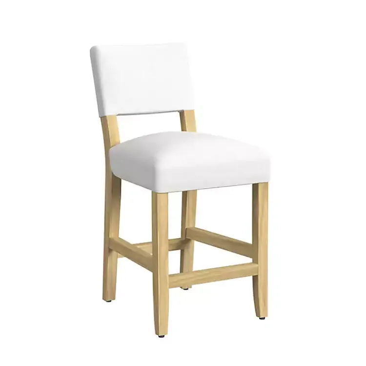 Bar Stools & Counter Height Stools-Kirklands Home Upholstered Wood Counter Stool White
