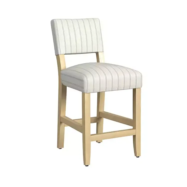 Bar Stools & Counter Height Stools-Kirklands Home and Blue Striped Natural Counter Stool White