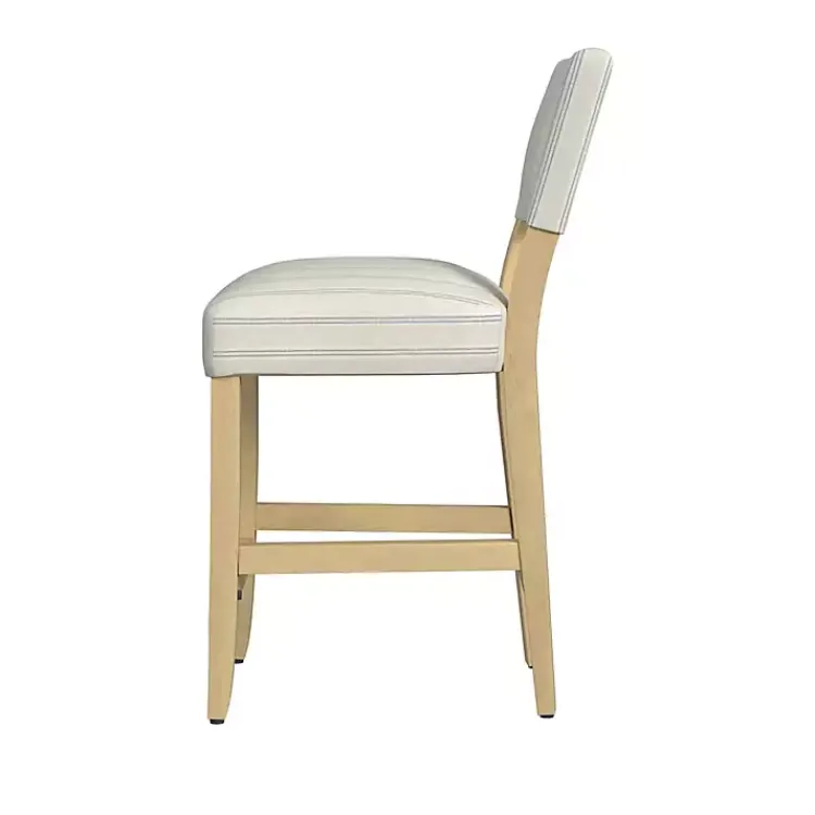 Bar Stools & Counter Height Stools-Kirklands Home and Blue Striped Natural Counter Stool White