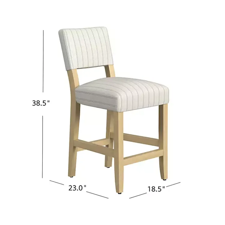 Bar Stools & Counter Height Stools-Kirklands Home and Blue Striped Natural Counter Stool White