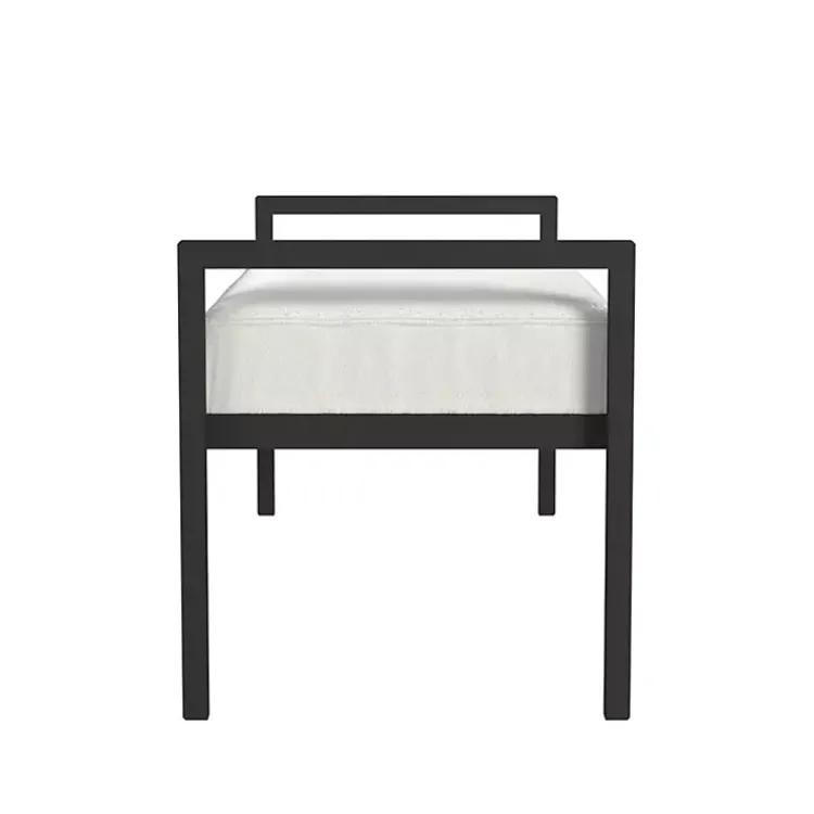 Benches & Ottomans-Kirklands Home Boucle Black Metal Bench White