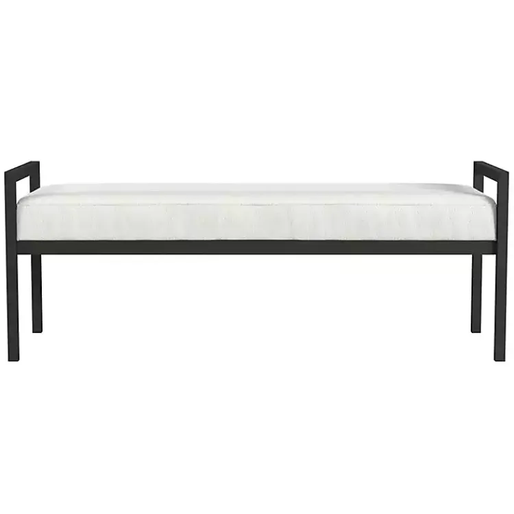 Benches & Ottomans-Kirklands Home Boucle Black Metal Bench White