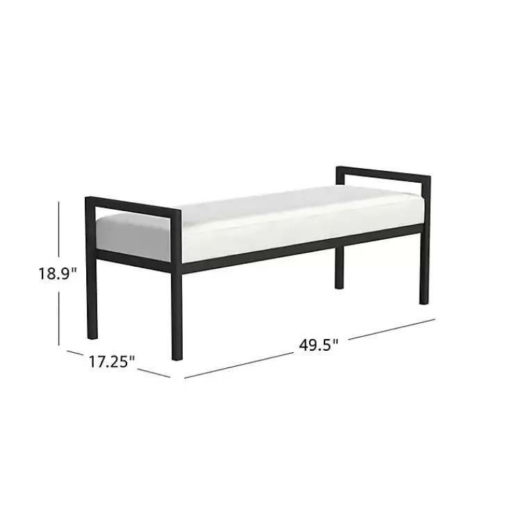 Benches & Ottomans-Kirklands Home Boucle Black Metal Bench White
