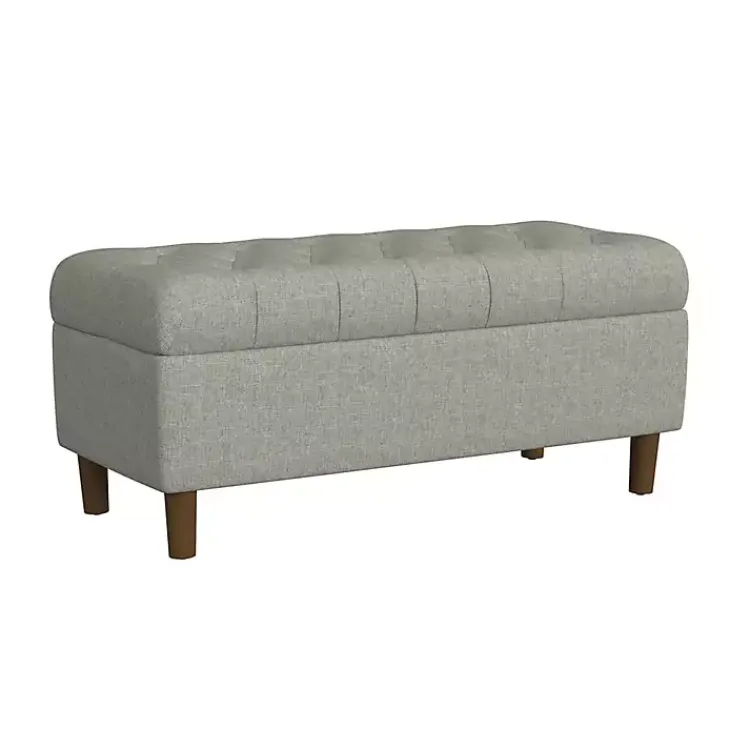 Benches & Ottomans-Kirklands Home Tufted Upholstered Storage Bench Gray