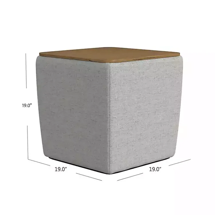 Benches & Ottomans-Kirklands Home Upholstered Storage Ottoman with Wood Lid Gray