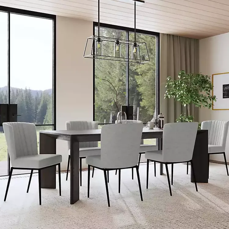 Dining Chairs-Kirklands Home Channel Back Rounded Dining Chairs, Set of 2 Gray