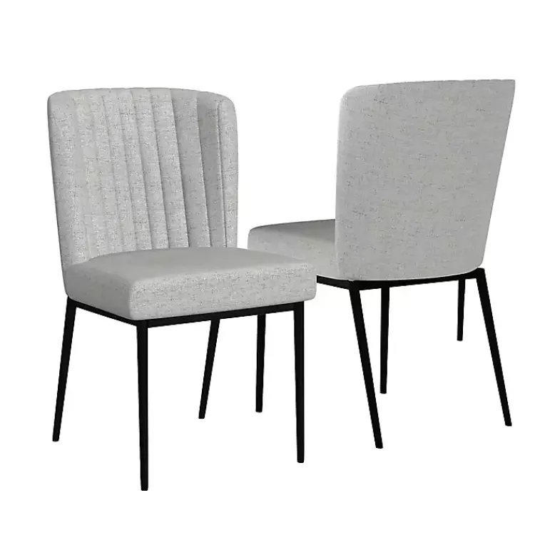 Dining Chairs-Kirklands Home Light Channel Back Dining Chairs, Set of 2 Gray