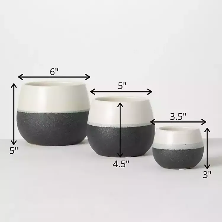Planters-Kirklands Home Black and White Ceramic Planters, Set of 3