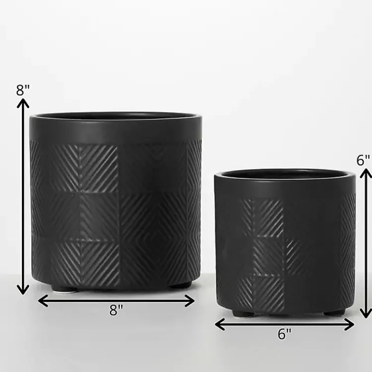 Planters-Kirklands Home Onyx Textured Ceramic Footed Planters, Set of 2 Black