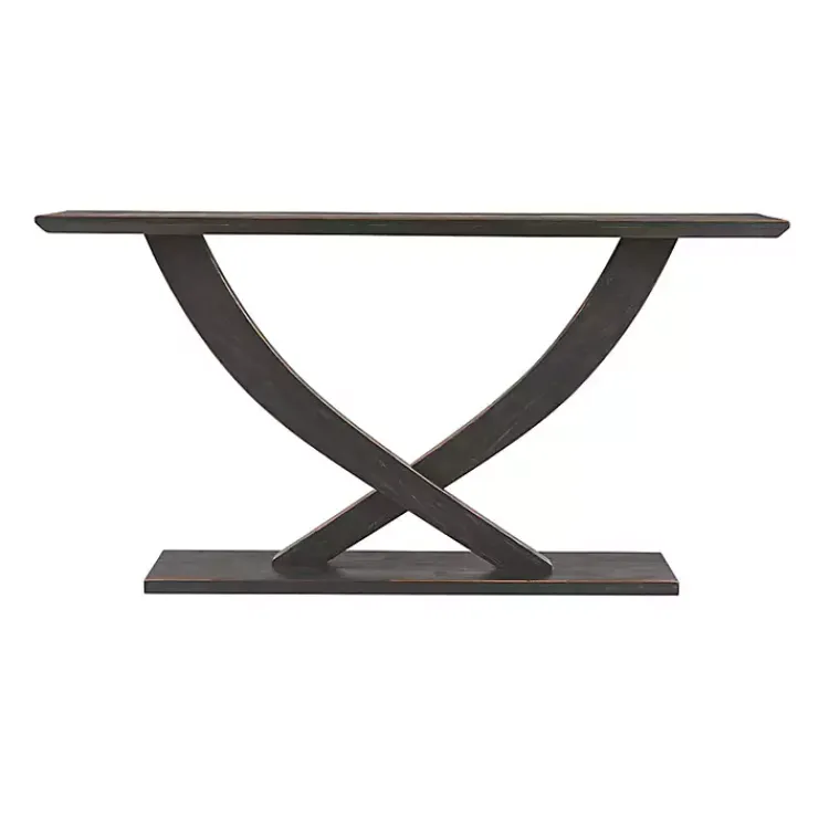 Console Tables-Kirklands Home Charcoal Ramus Console Table Black
