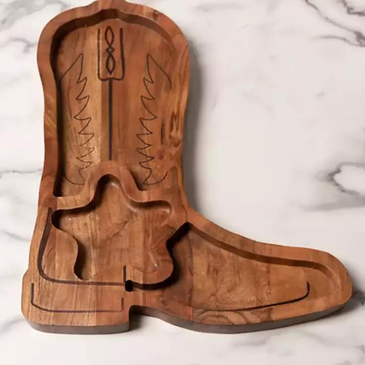 Serving & Entertaining-Kirklands Home Cowboy Boot Chips & Dip Serving Platter Brown