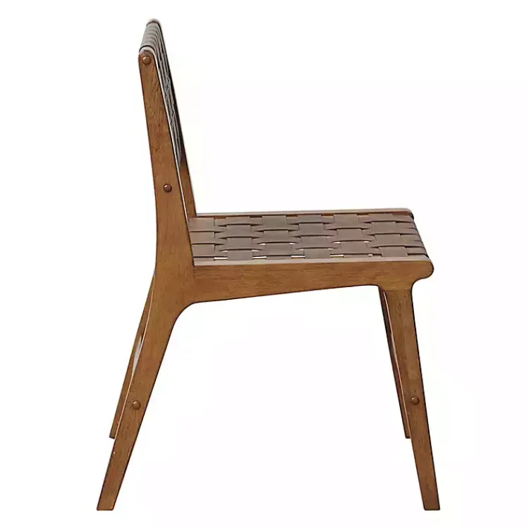 Dining Chairs-Kirklands Home Faux Leather Woven Dining Chairs, Set of 2 Brown