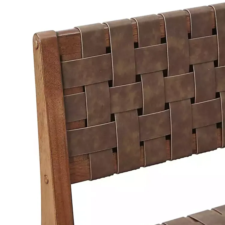 Dining Chairs-Kirklands Home Faux Leather Woven Dining Chairs, Set of 2 Brown