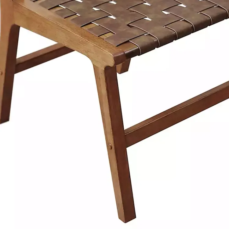 Dining Chairs-Kirklands Home Faux Leather Woven Dining Chairs, Set of 2 Brown