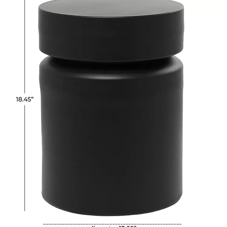 Accent & End Tables-Kirklands Home Metal Round Drum Accent Table Black