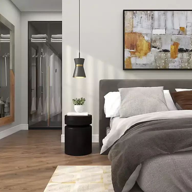 Accent & End Tables-Kirklands Home Metal Round Drum Accent Table Black