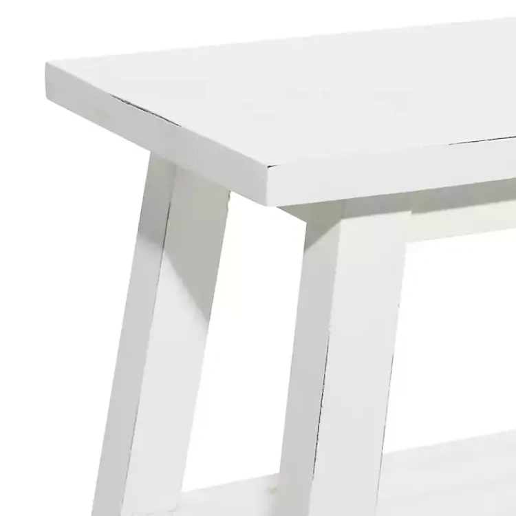 Entryway Furniture-Kirklands Home Wood Bench with Slatted Wood Base White