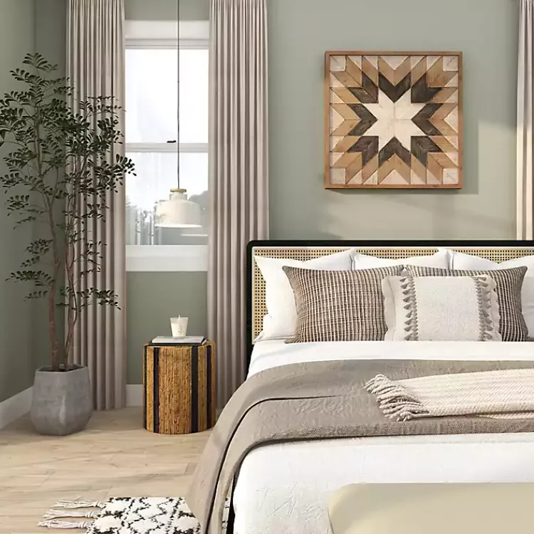 Accent & End Tables-Kirklands Home Handmade Round Banana Leaf Striped Accent Table Brown