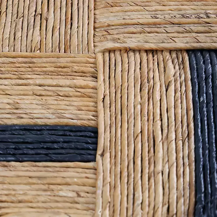 Accent & End Tables-Kirklands Home Handmade Round Banana Leaf Striped Accent Table Brown