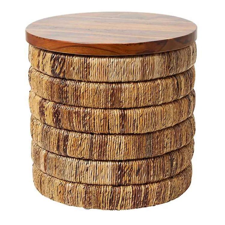 Accent & End Tables-Kirklands Home Handmade Seagrass Round Accent Table Brown