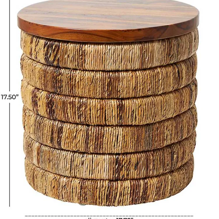Accent & End Tables-Kirklands Home Handmade Seagrass Round Accent Table Brown