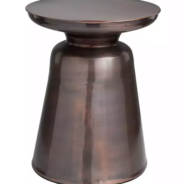 Accent & End Tables-Kirklands Home Copper Metal Accent Table with Bell Shaped Base Brown