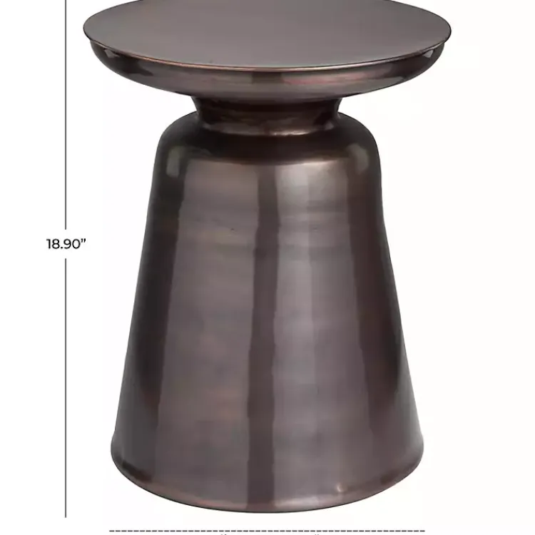 Accent & End Tables-Kirklands Home Copper Metal Accent Table with Bell Shaped Base Brown