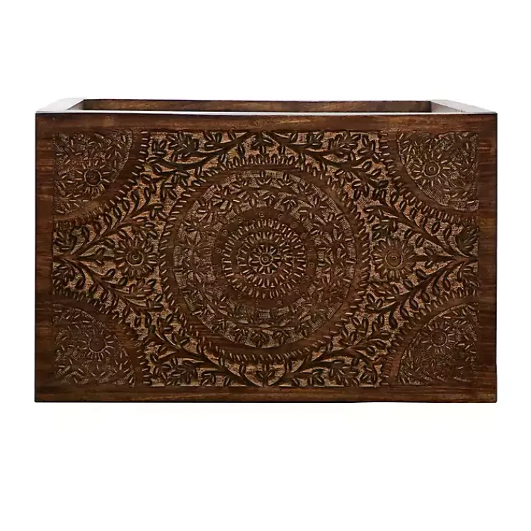 Accent & End Tables-Kirklands Home Wood Carved Floral Nesting Tables, Set of 2 Brown