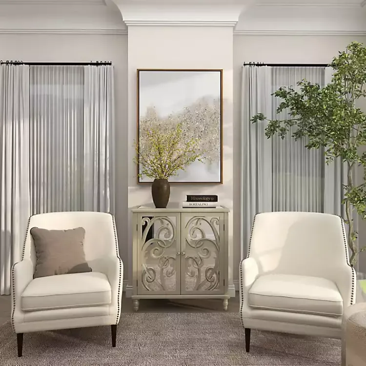 Entryway Furniture-Kirklands Home Wood Carved Scroll Mirrored Cabinet Gold