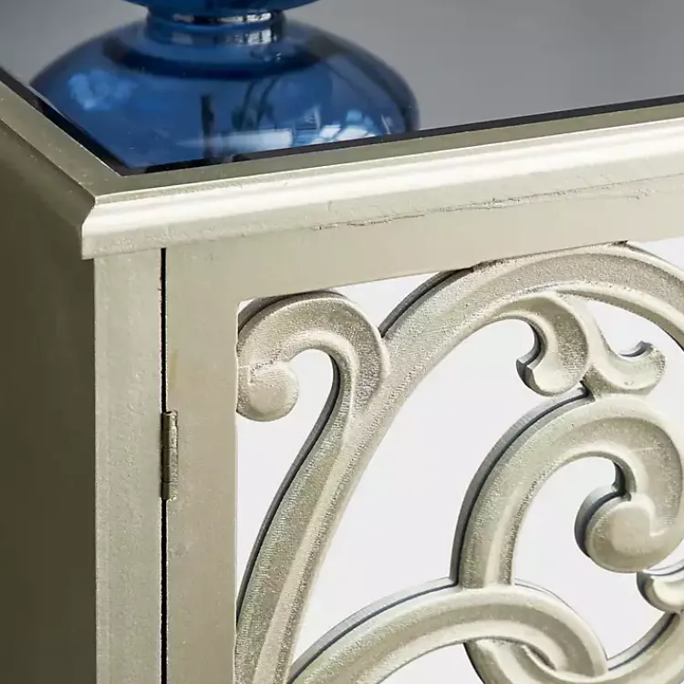 Entryway Furniture-Kirklands Home Wood Carved Scroll Mirrored Cabinet Gold