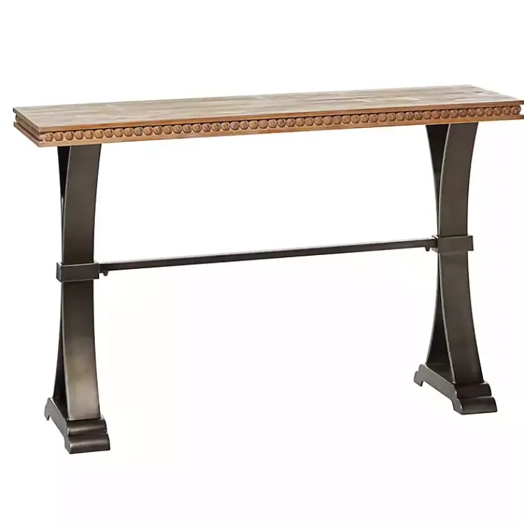 Console Tables-Kirklands Home Wood & Metal Trestle Base Console Table