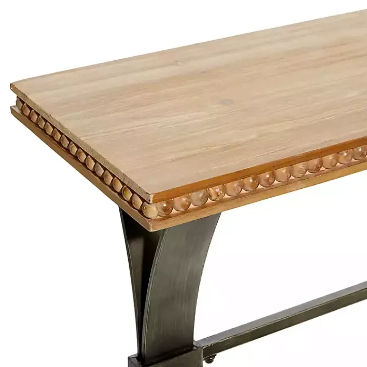 Console Tables-Kirklands Home Wood & Metal Trestle Base Console Table