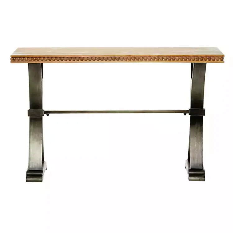 Console Tables-Kirklands Home Wood & Metal Trestle Base Console Table
