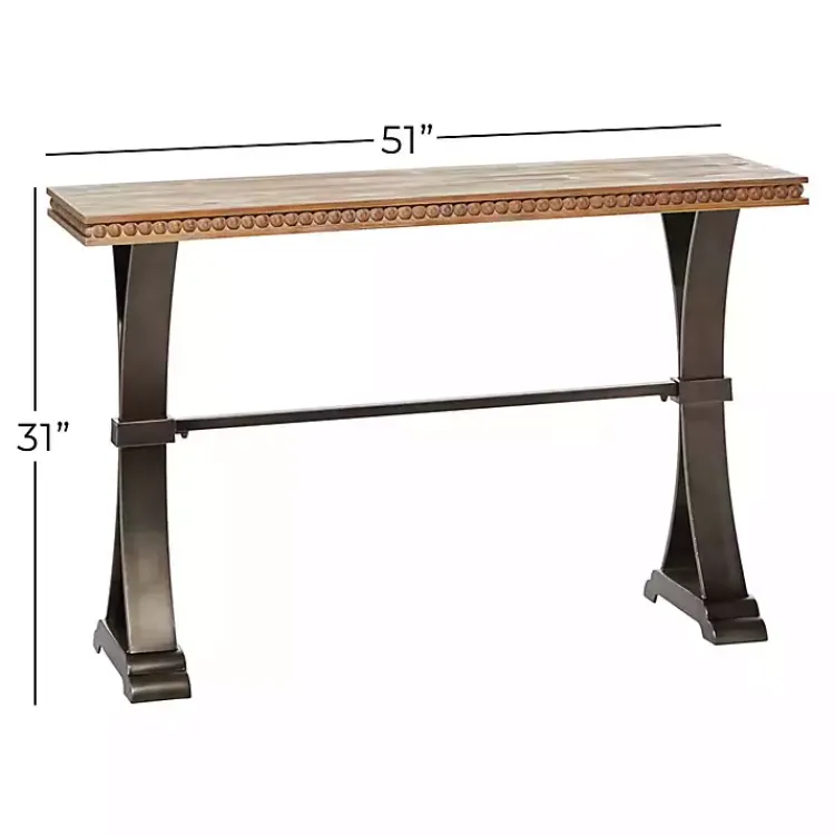 Console Tables-Kirklands Home Wood & Metal Trestle Base Console Table