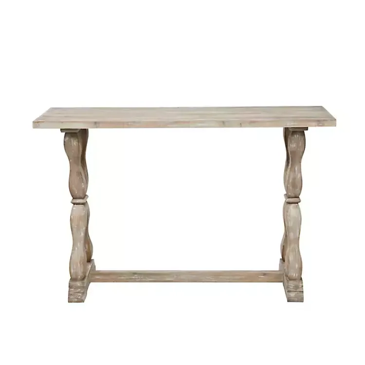 Console Tables-Kirklands Home Whitewashed Wood Trestle Base Console Table