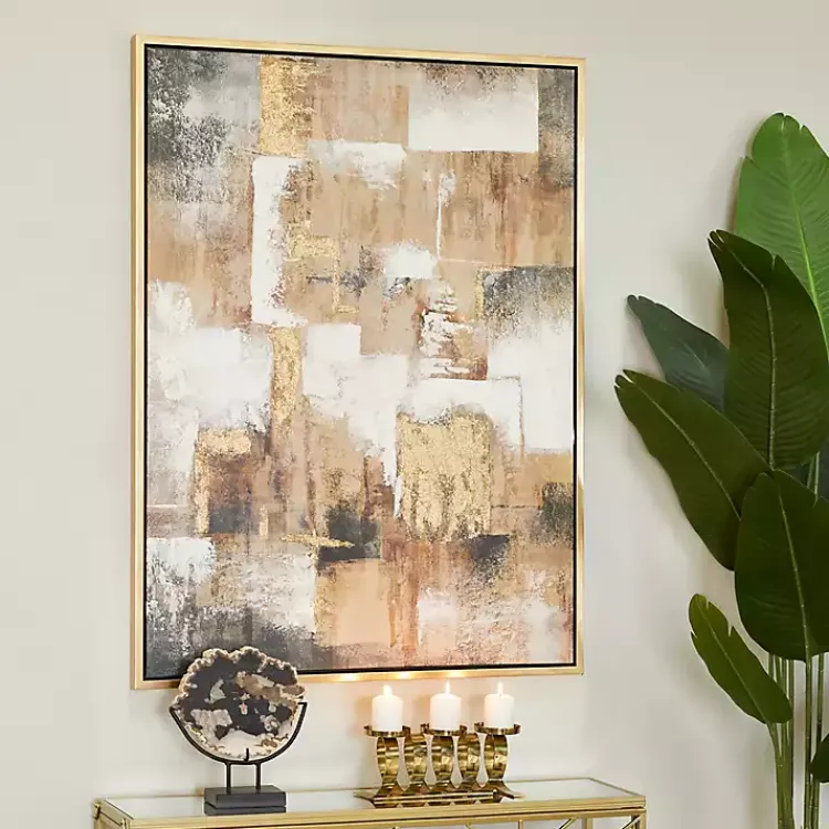 Canvas Art-Kirklands Home Abstract Gold Framed Canvas Art Print