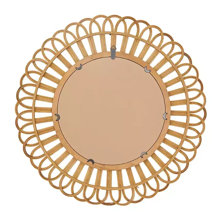 Decorative Mirrors-Kirklands Home Bamboo Round Overlay Floral Frame Wall Mirror