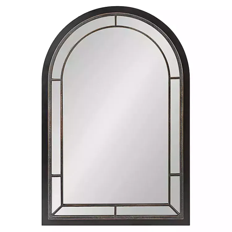 Decorative Mirrors-Kirklands Home Audubon Wood Arch Wall Mirror, 24x36 in. Black
