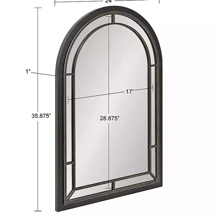 Decorative Mirrors-Kirklands Home Audubon Wood Arch Wall Mirror, 24x36 in. Black