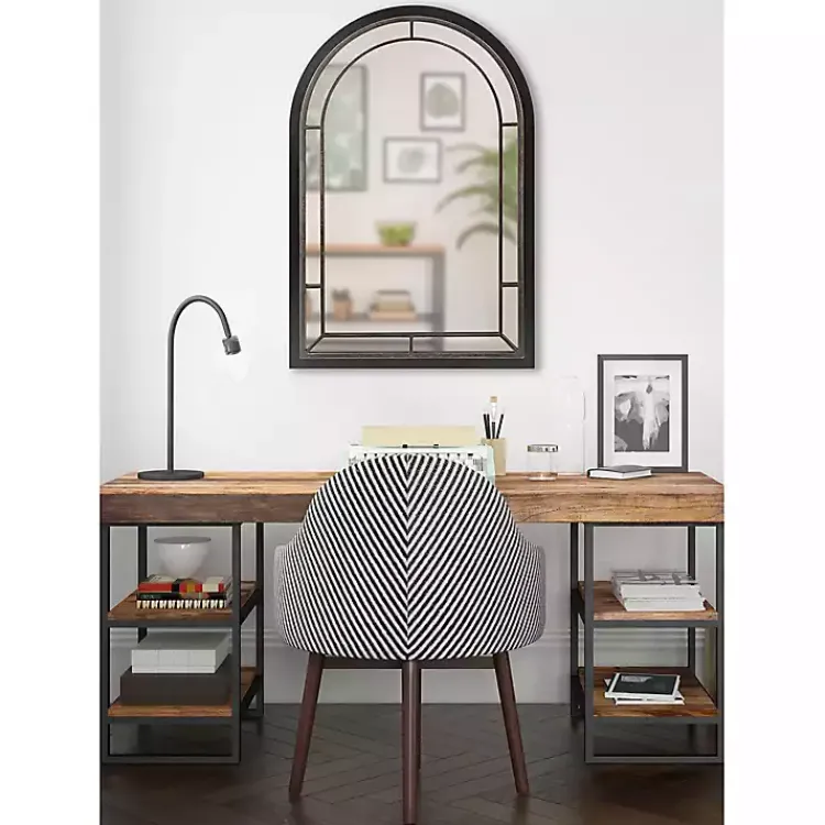 Decorative Mirrors-Kirklands Home Audubon Wood Arch Wall Mirror, 24x36 in. Black